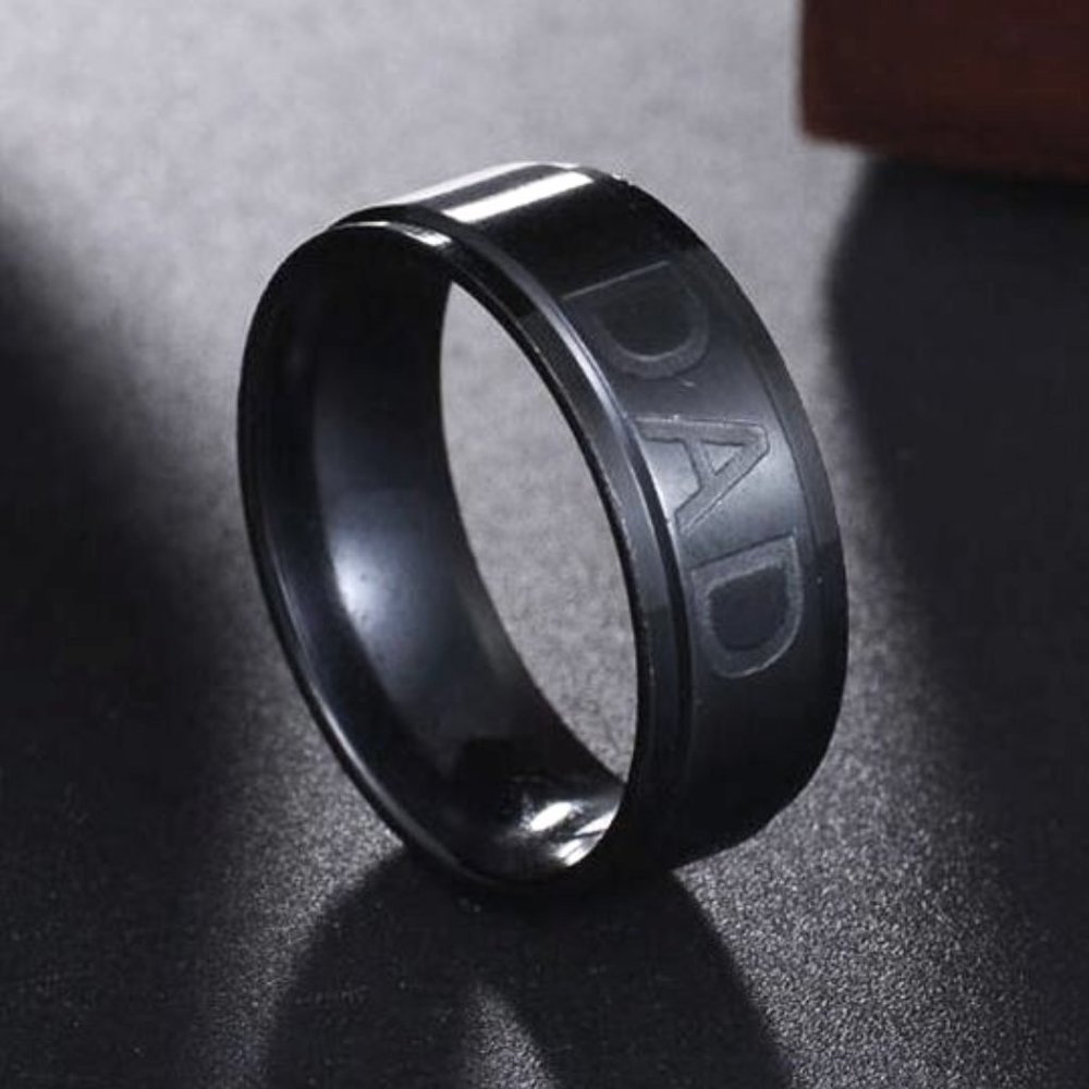 Black Stainless Steel 8mm DAD Ring Unisex